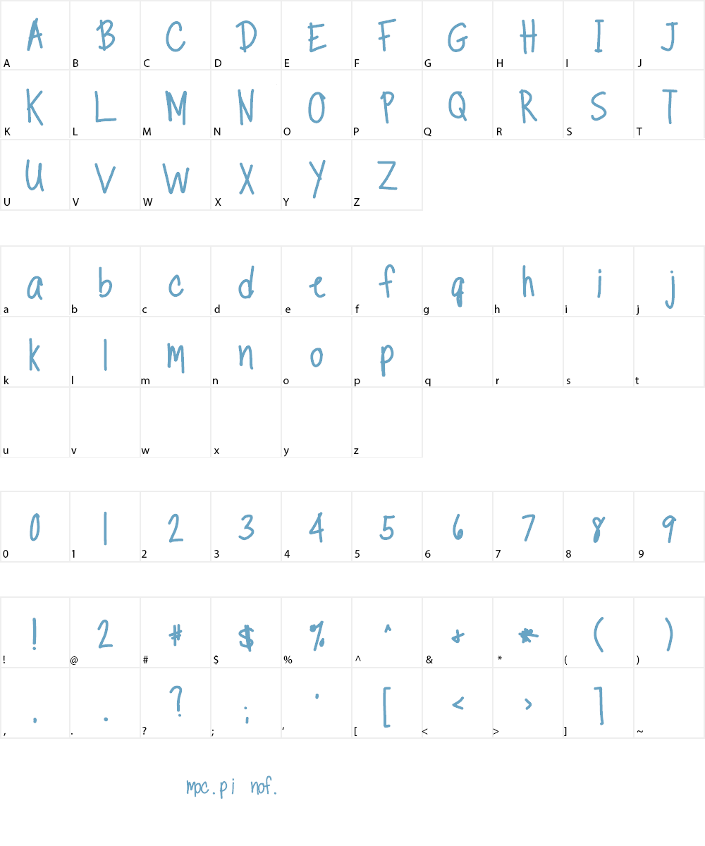 TippyToes Font Character